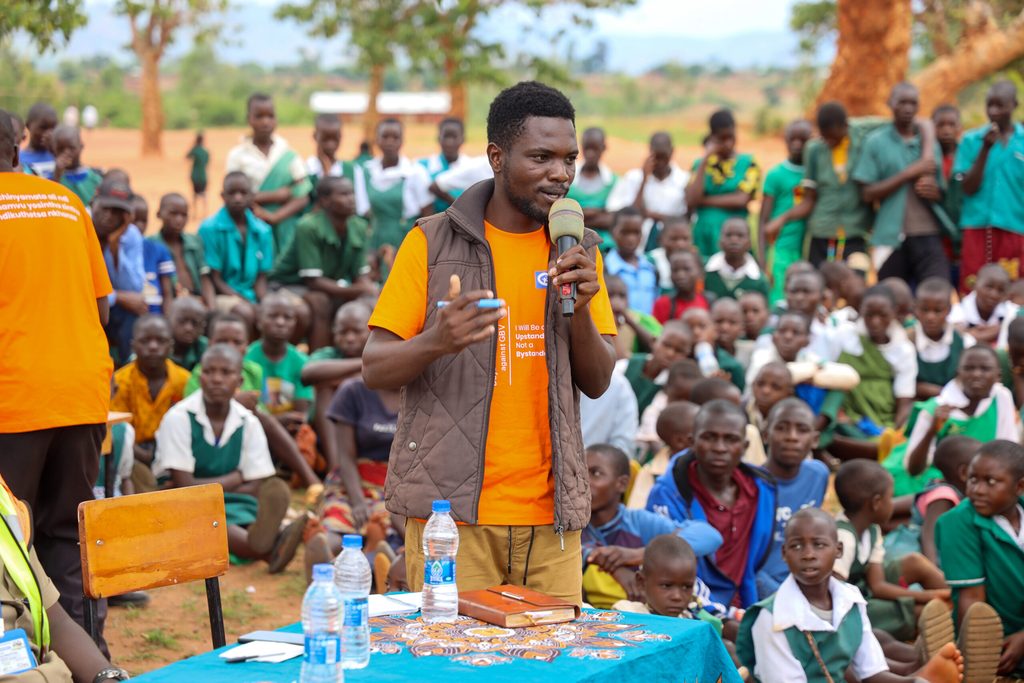 Young community leader sharing experience on GBV issues
