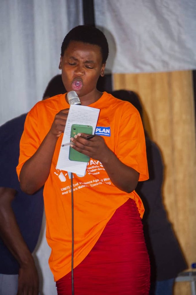 A student delivers a speech.