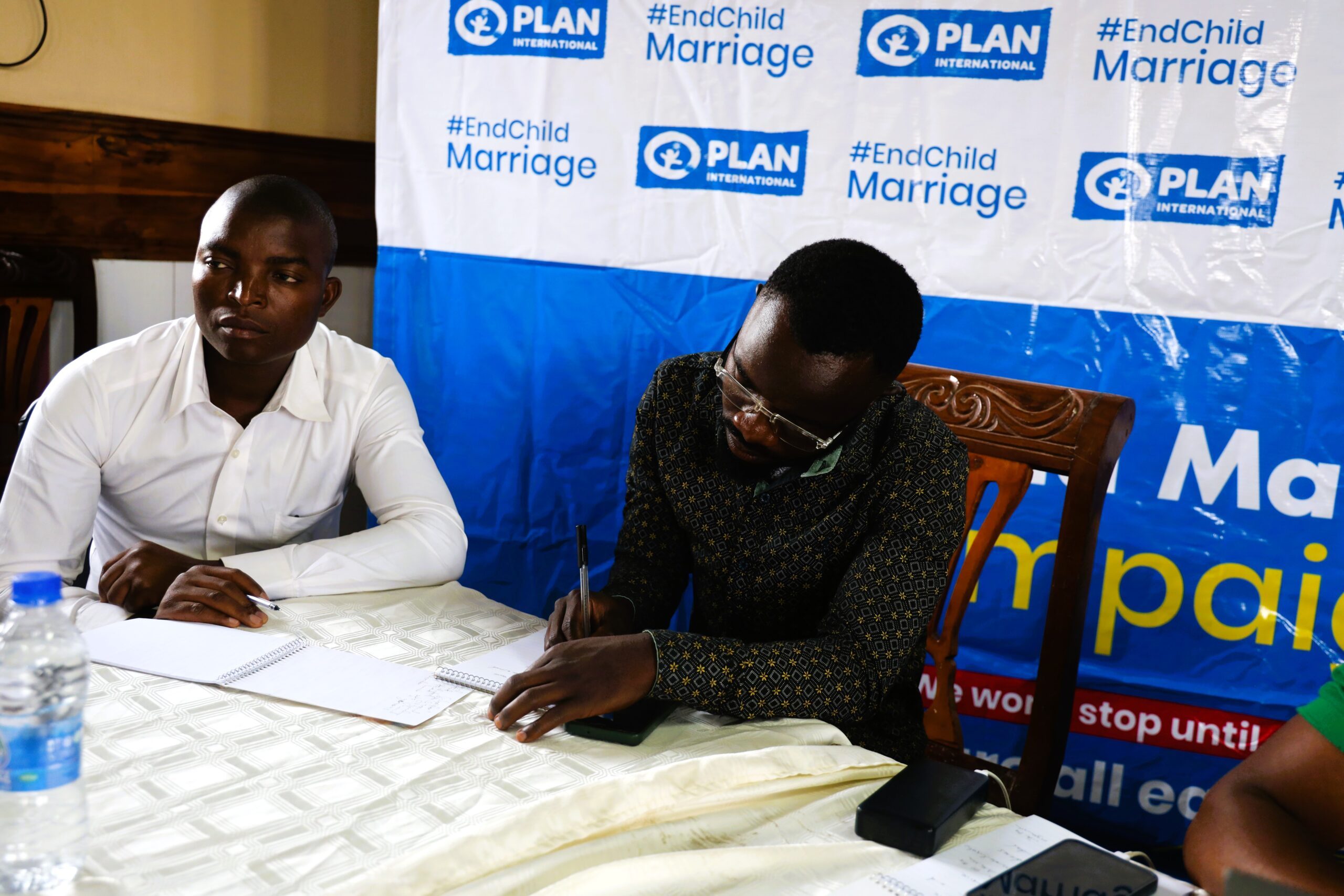 Blantyre and Lilongwe journalists listening to presentations at the end child marriage campaign media engagemet.