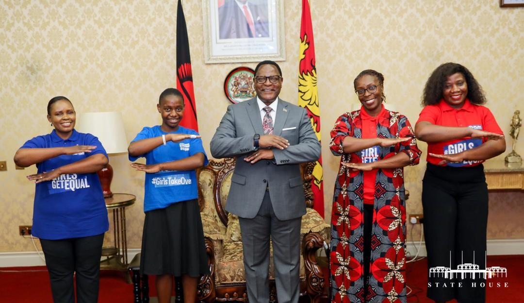 President Chakwera with Plan Malawi staff