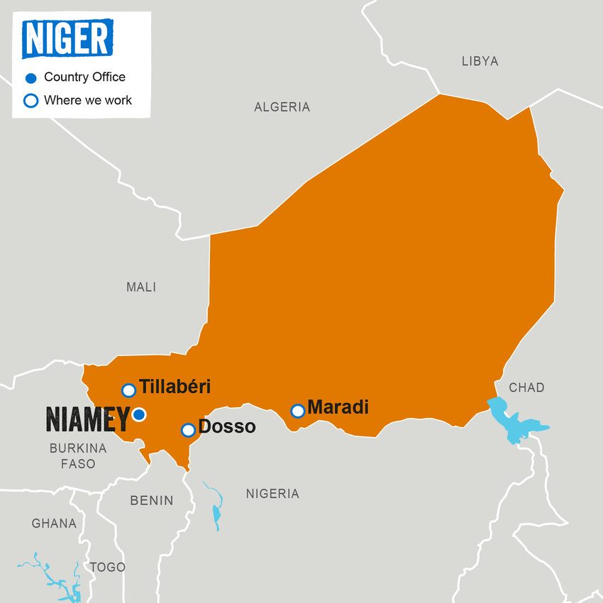 A map showing where we work in Niger