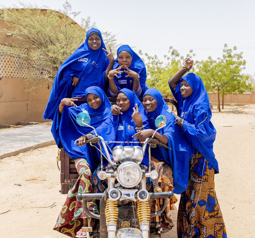 Djamila, 18, with some fellow students from the training centre in Niger's Maradi region