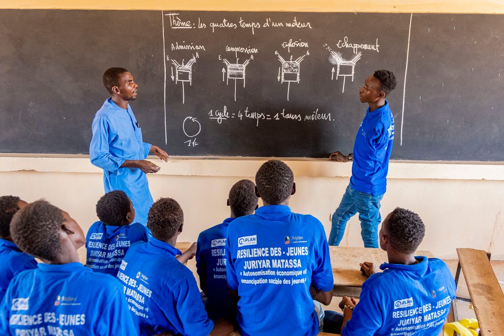 Lawali with classmates at a training centre