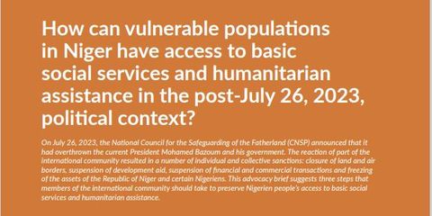 Advocacy note: Access to basic social services and humanitarian assistance in Niger