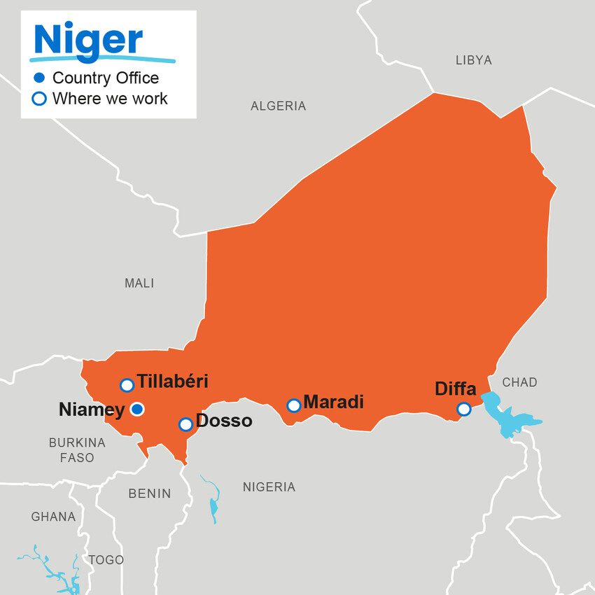 A map showing where we work in Niger.