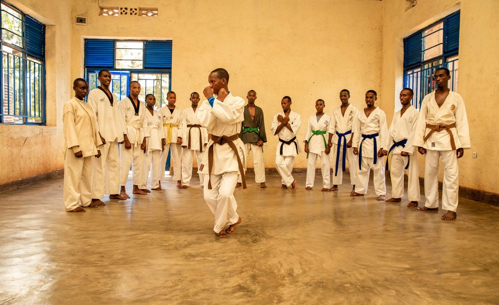 Alliance, 18, engaging in her karate practice.