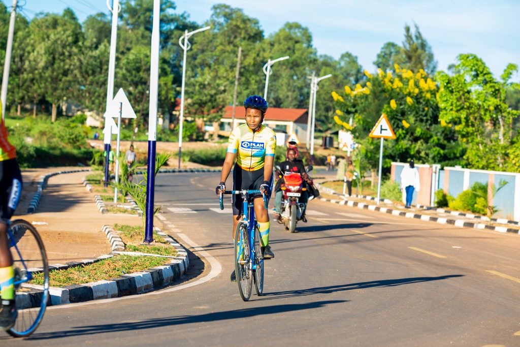 Olivia riding her bike during a practical cycling session.
