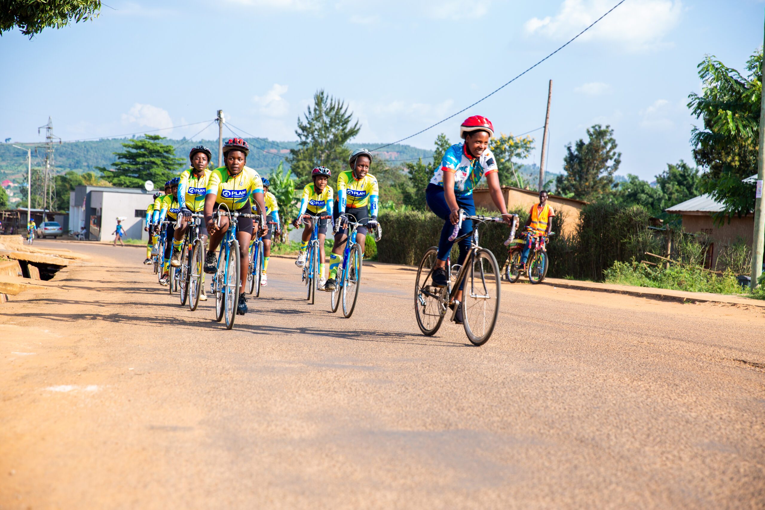 Young girls from the Bike for Future cycling team during a training session.