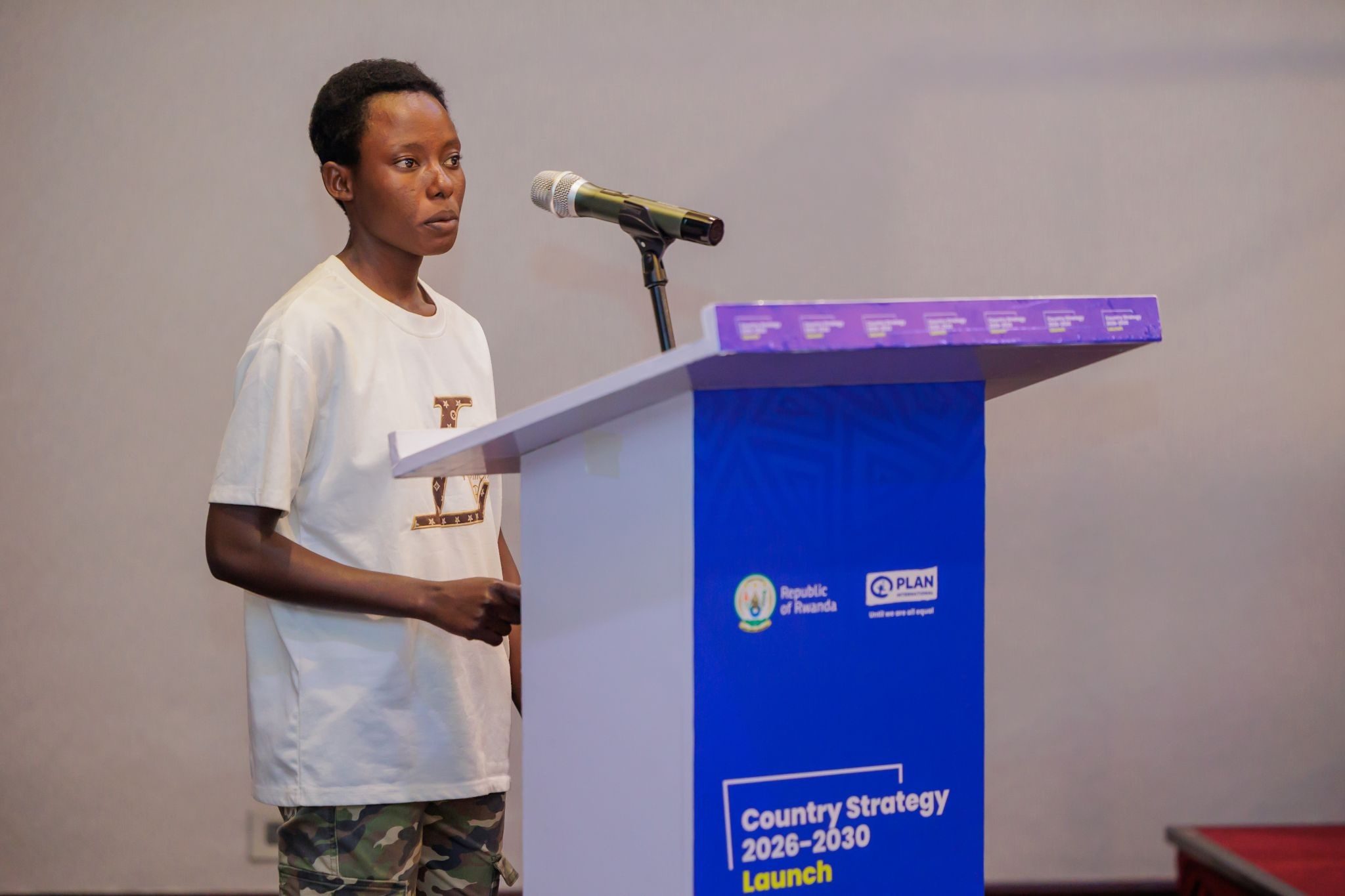 Yassin sharing her testimony on the impact of vocational training.