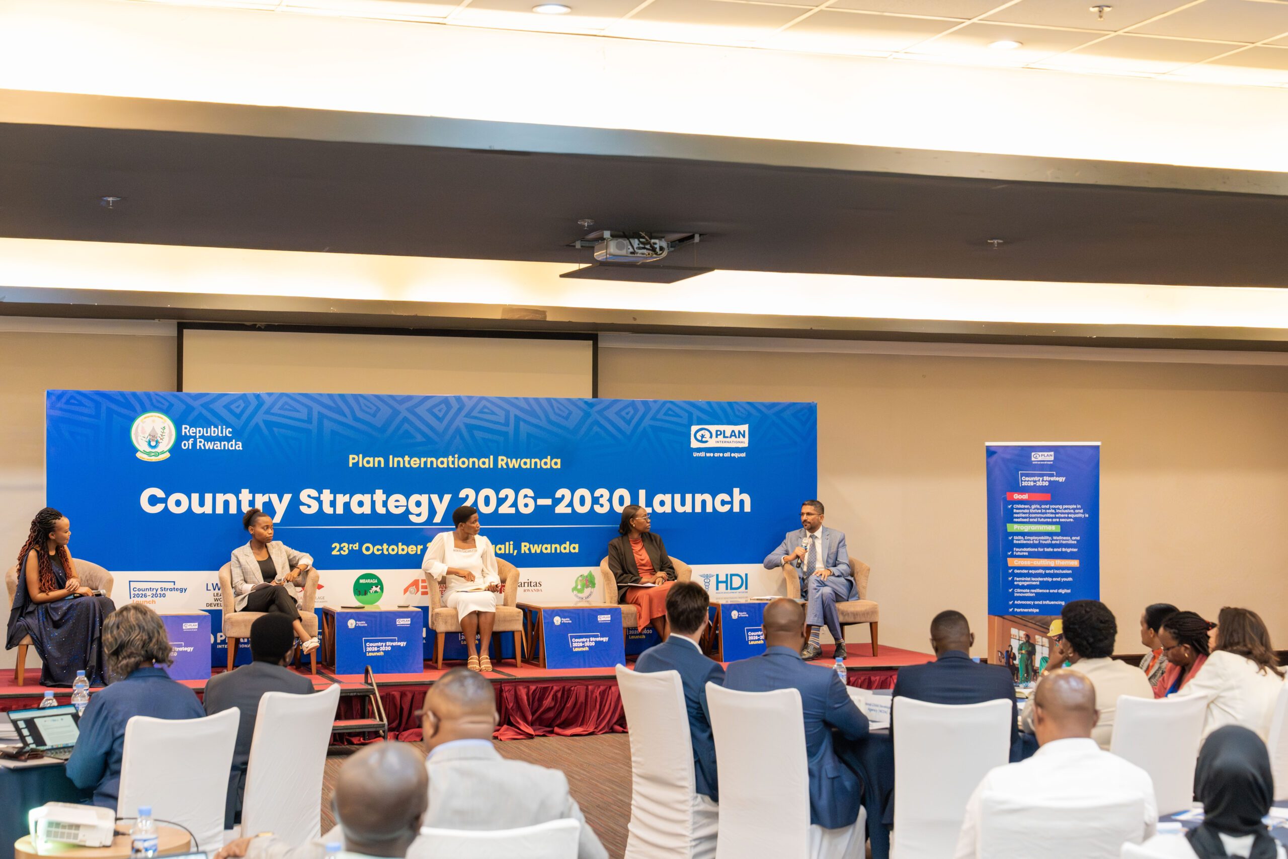 Panel discussion featuring Plan International Rwanda, partners, and youth voices.