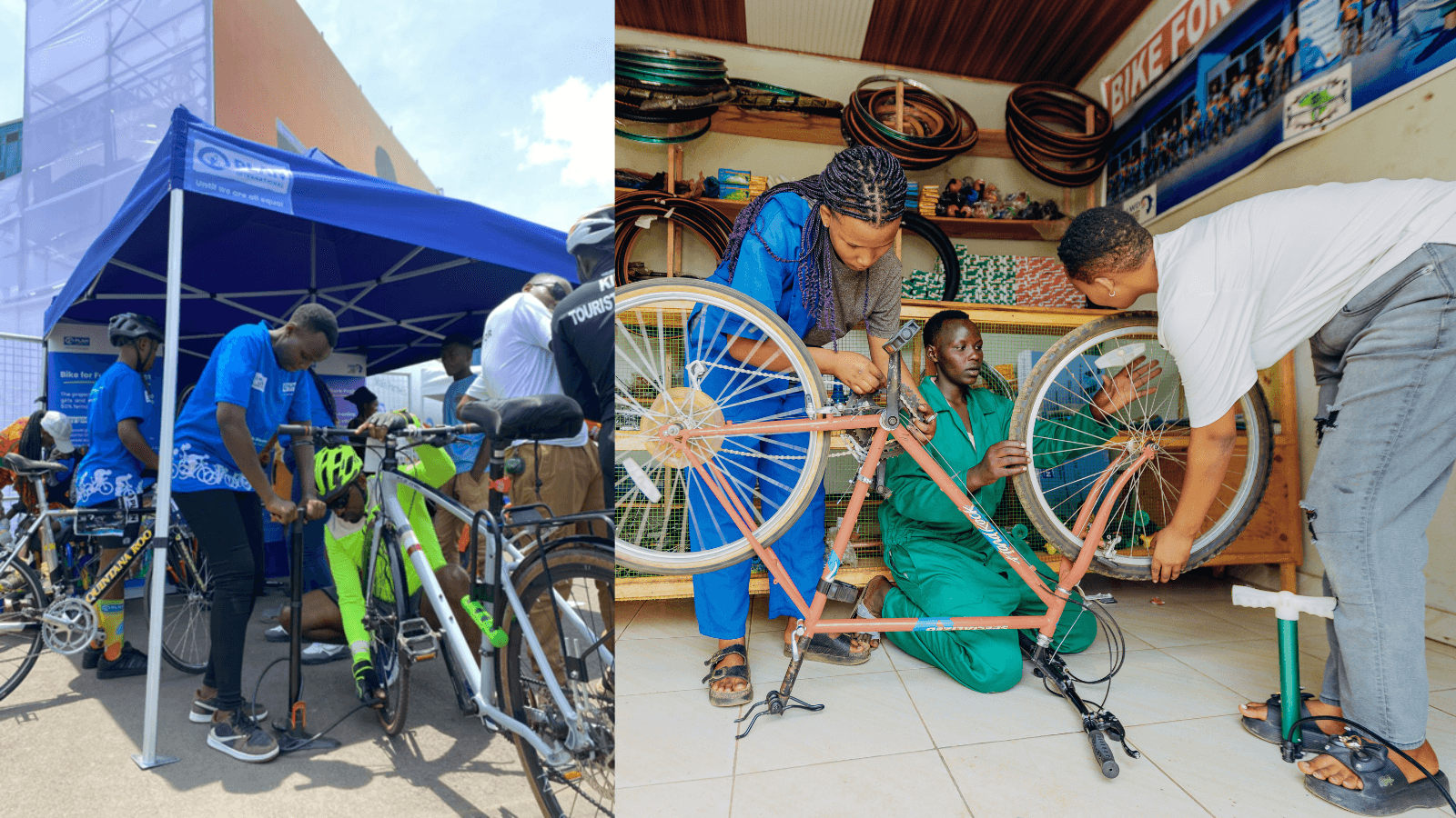 Shemsa is working on a bicycle.