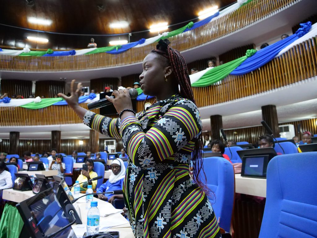 Lucia speaking during the mock debate on the Gender Equality and Women’s Empowerment Bill