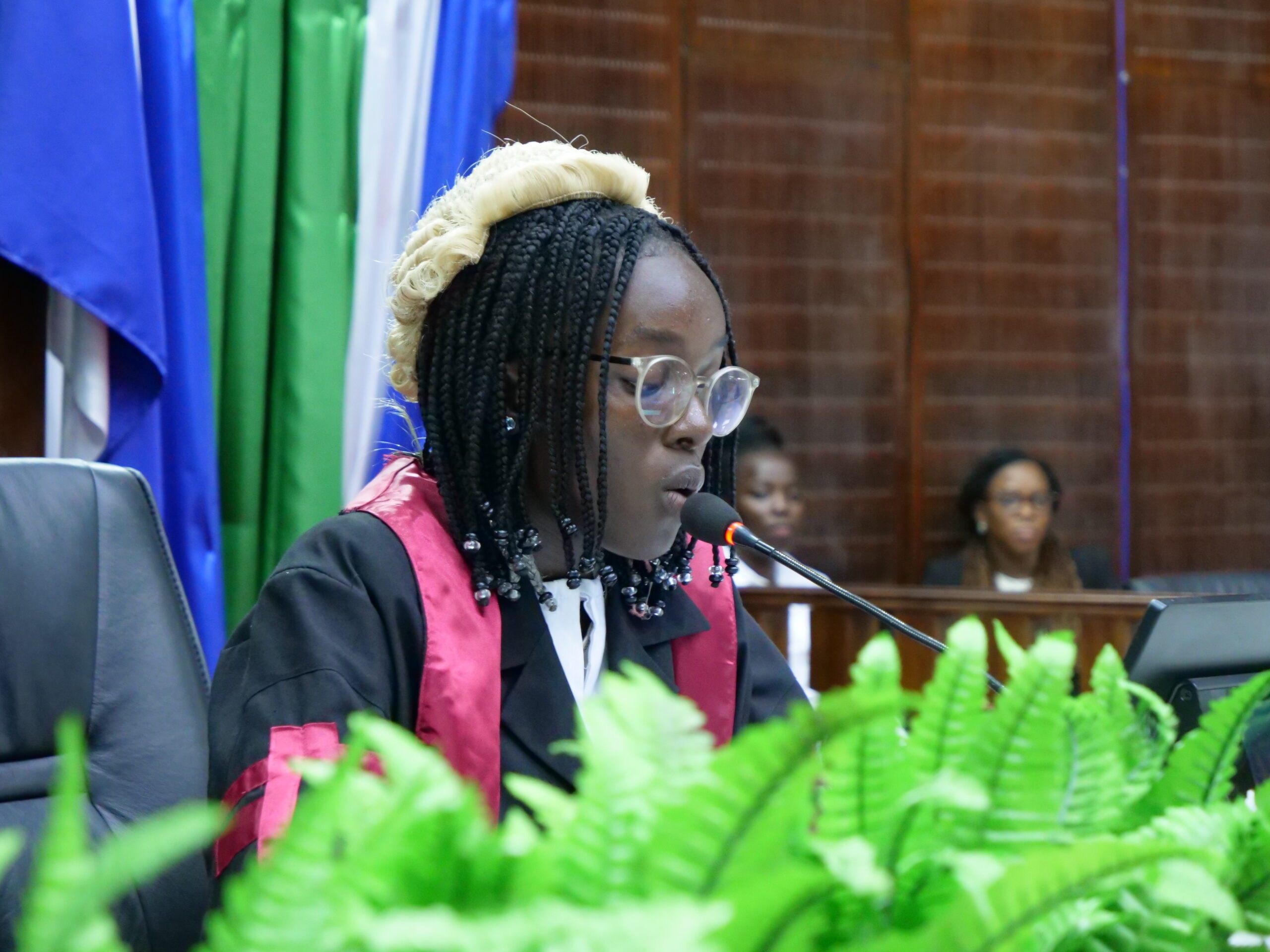 Blessing, 16, speaking at the well of Parliament during the Girls’ Takeover