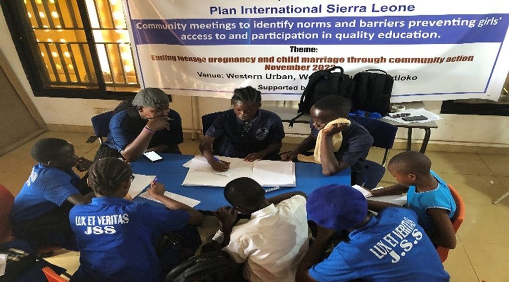 Girls during a workshop.