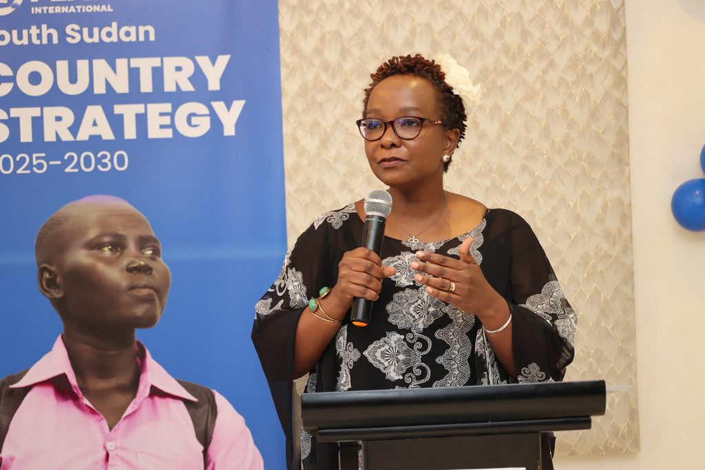 Angela W. Muriithi, Sub-Regional Director Middle East, North Africa and the Horn given remarks during the launch. @Plan International South Sudan