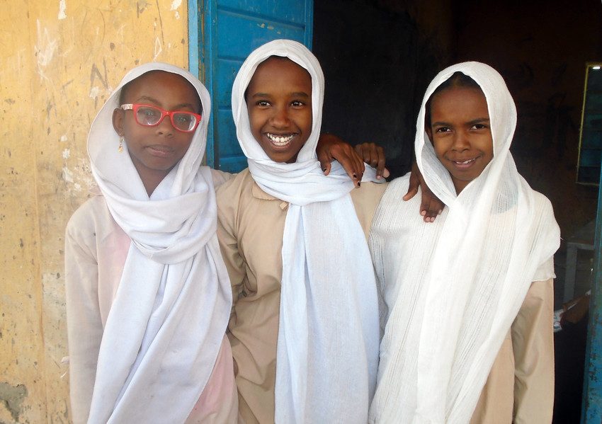 Girls at school in Sudan