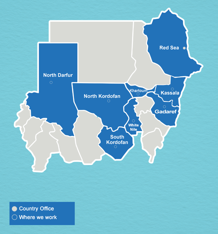 Map of where we work in Sudan. 