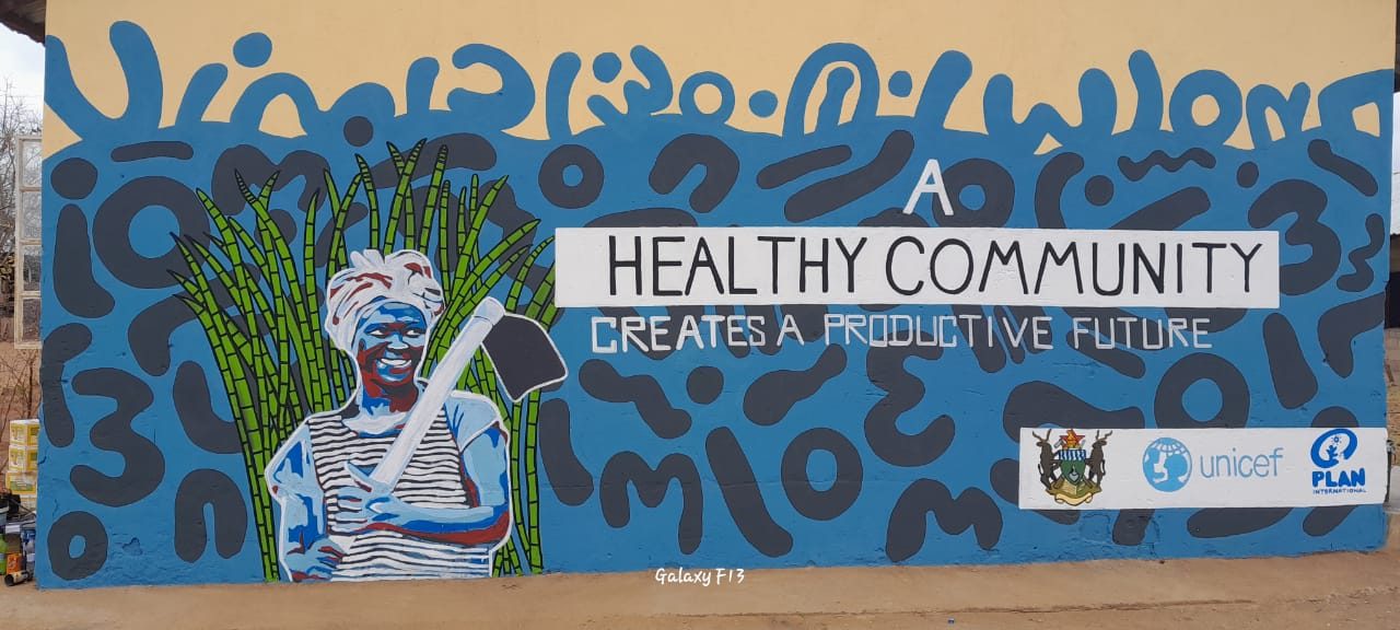 One of the murals on a healthy community created by the school children. 
