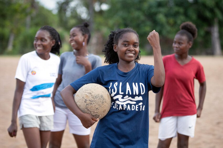 Eunice, 18, is a member of the girls' football team in her village