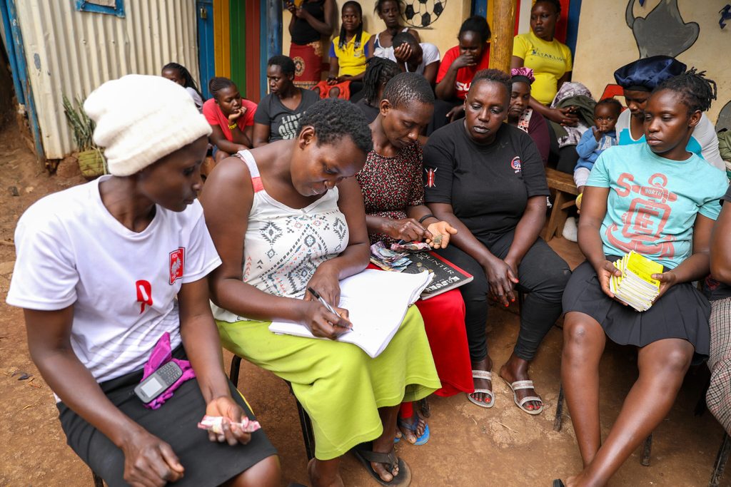 Women counting money.