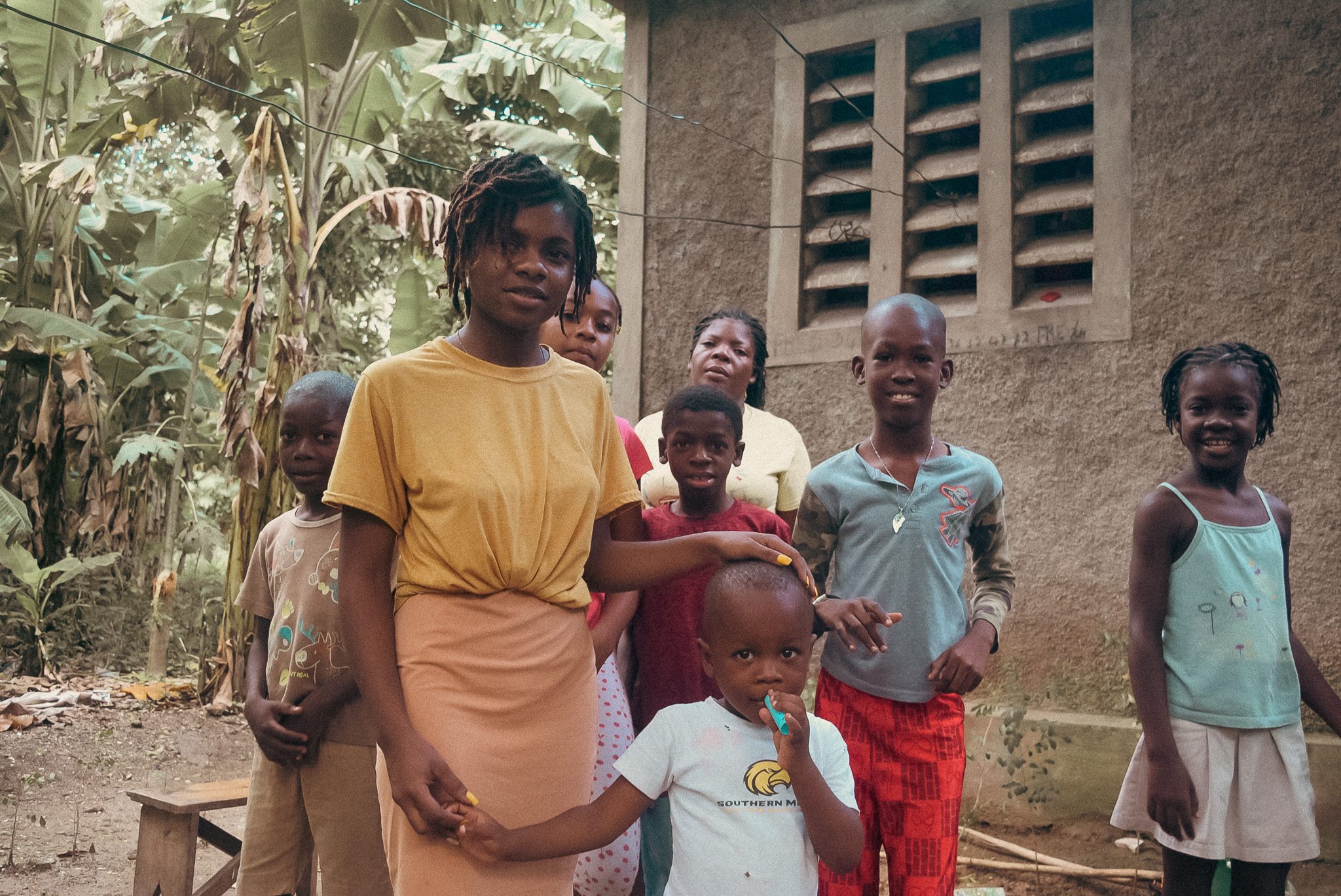 Stephanie with other children from her Community in South-east Haiti