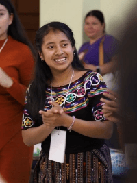 Jéssica, de 20 años, de Guatemala durante el encuentro.
