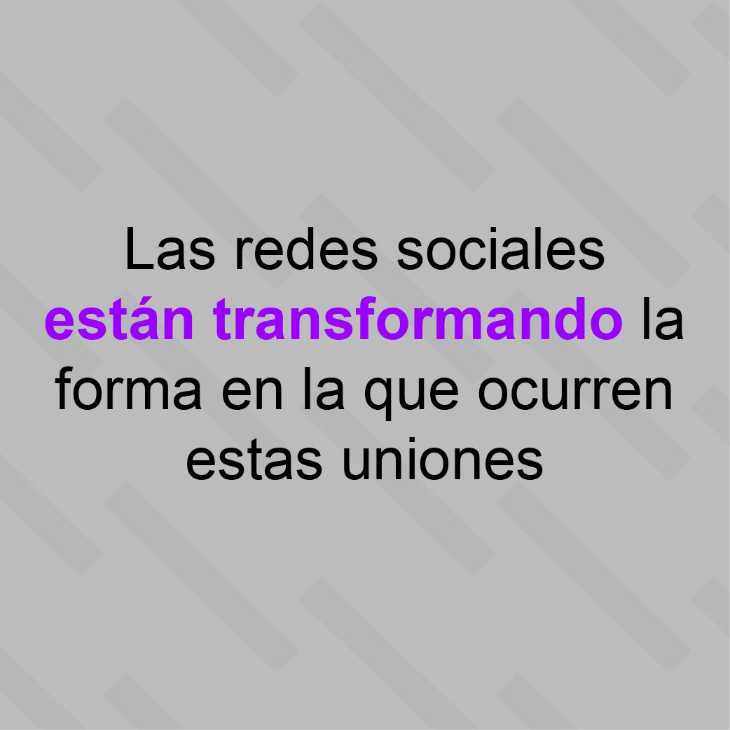 Las redes sociales están transformando la forma en la que ocurren estas uniones