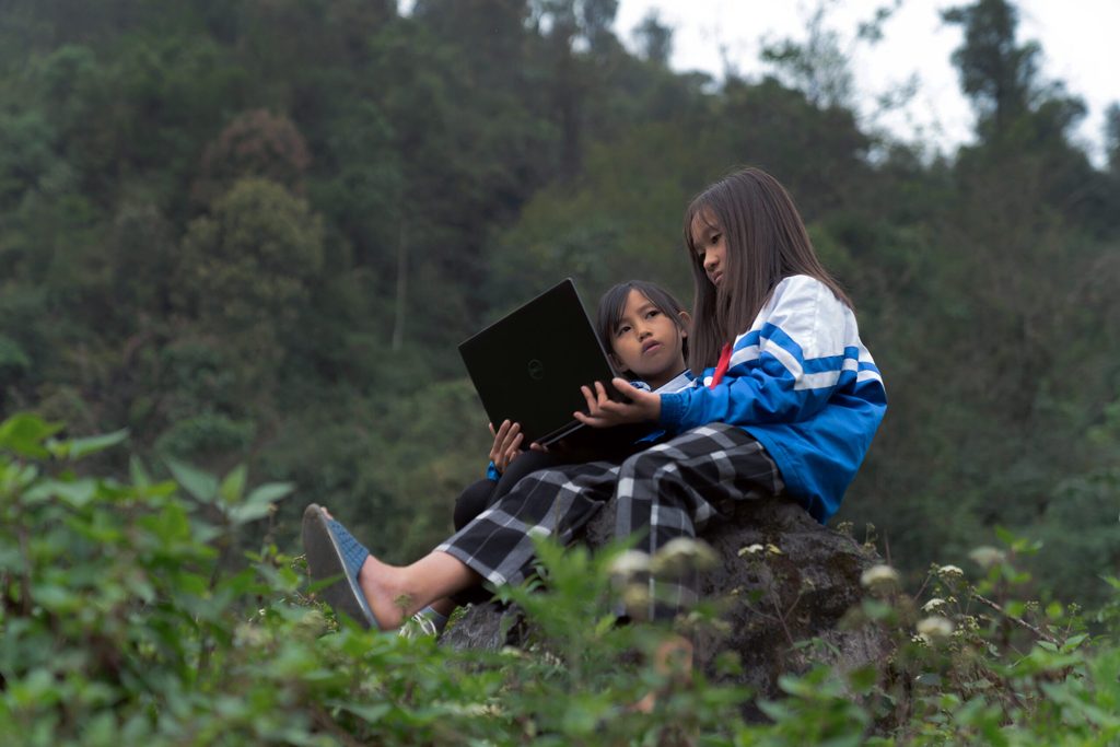 Students, Laptop, Grass