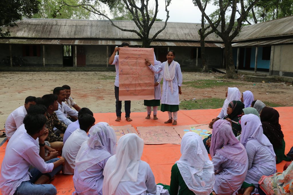 Students discussing disaster risks