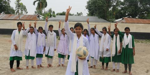 Lila can finally play football at her school in Bangaldesh