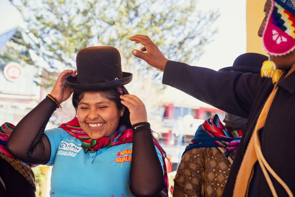 Camila with the indigenous authorities of Bolivia