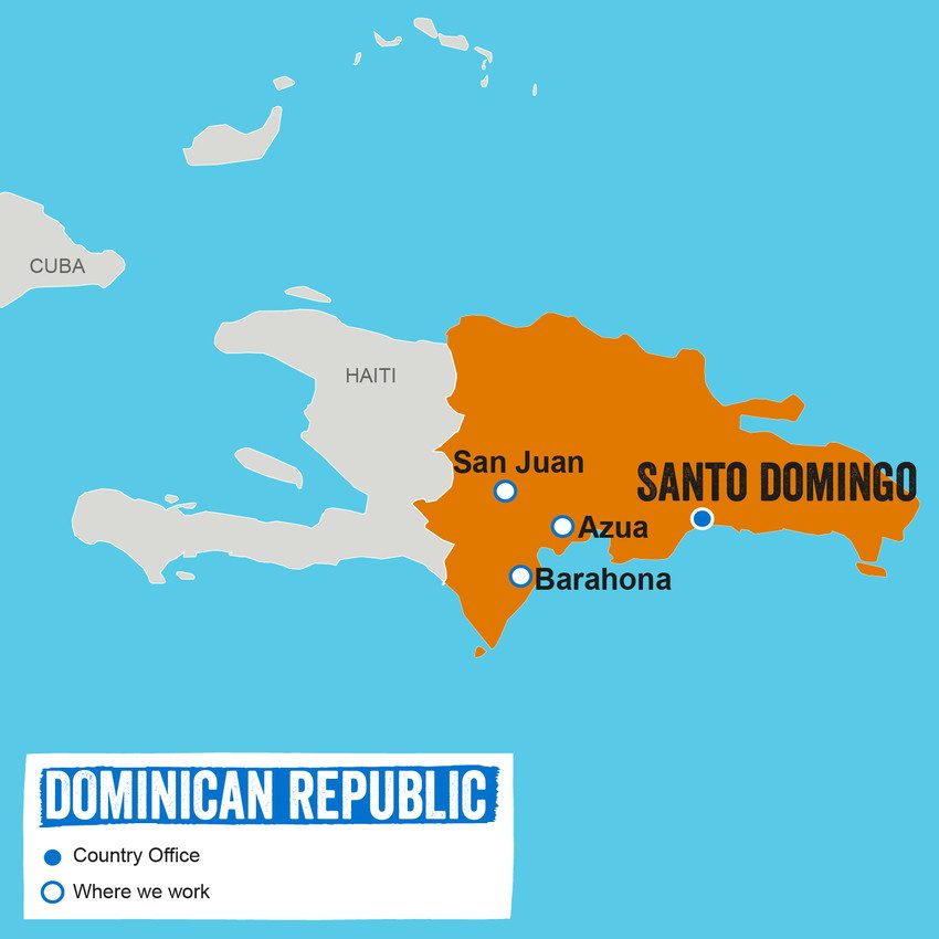 A map showing where Plan International works in Dominican Republic