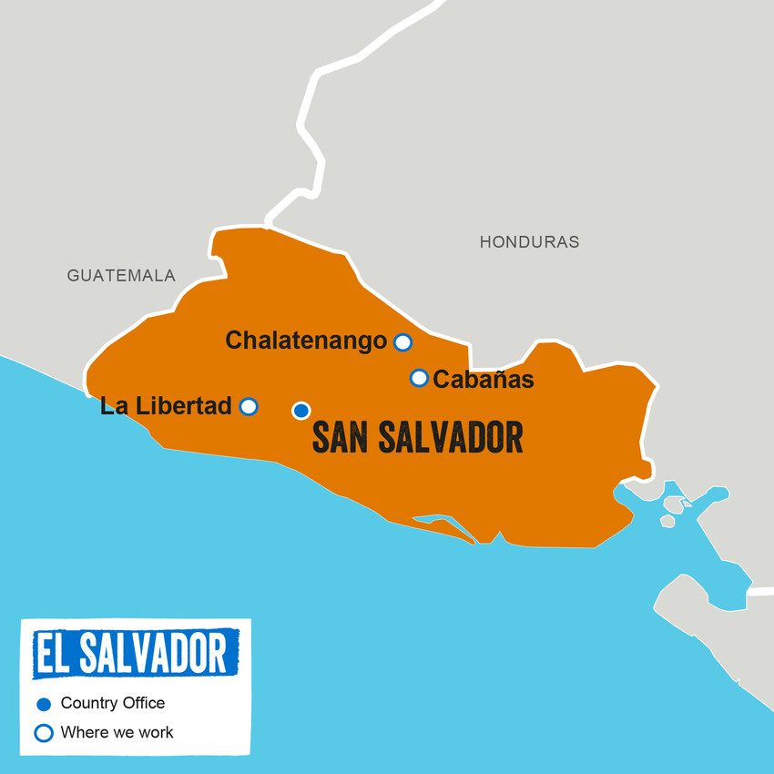 A map showing where Plan International works in El Salvador