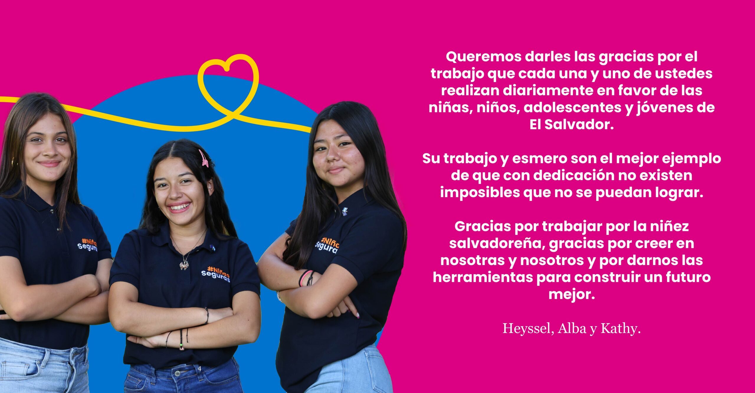 Frase de agradecimiento de Heyssel, Alba y Kathy