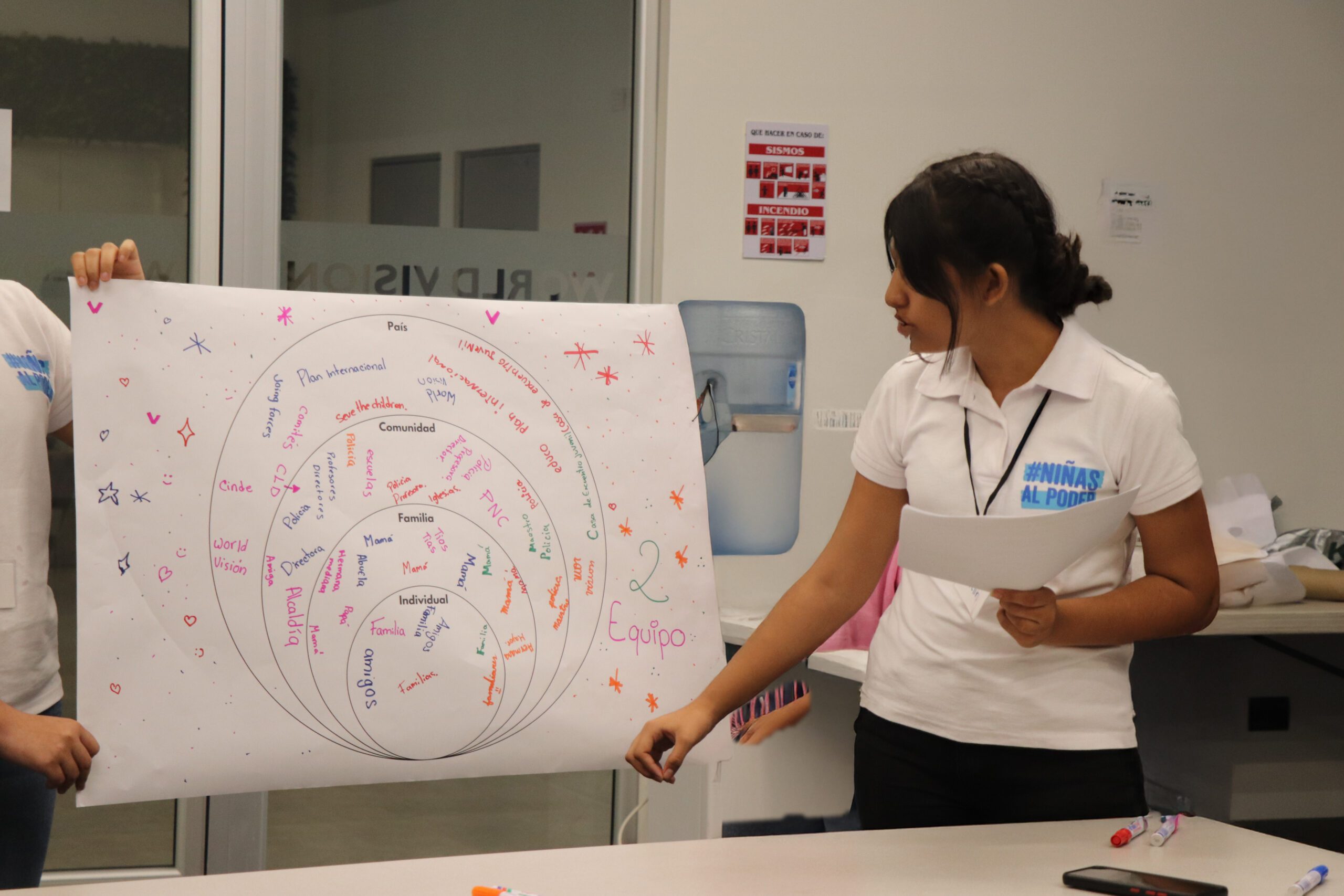 Yoselin compartiendo con más niñas y niños en actividades de formación.