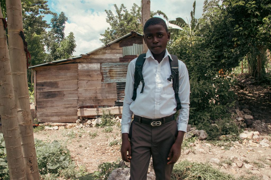 Oldsen, age 14, ready to go to school