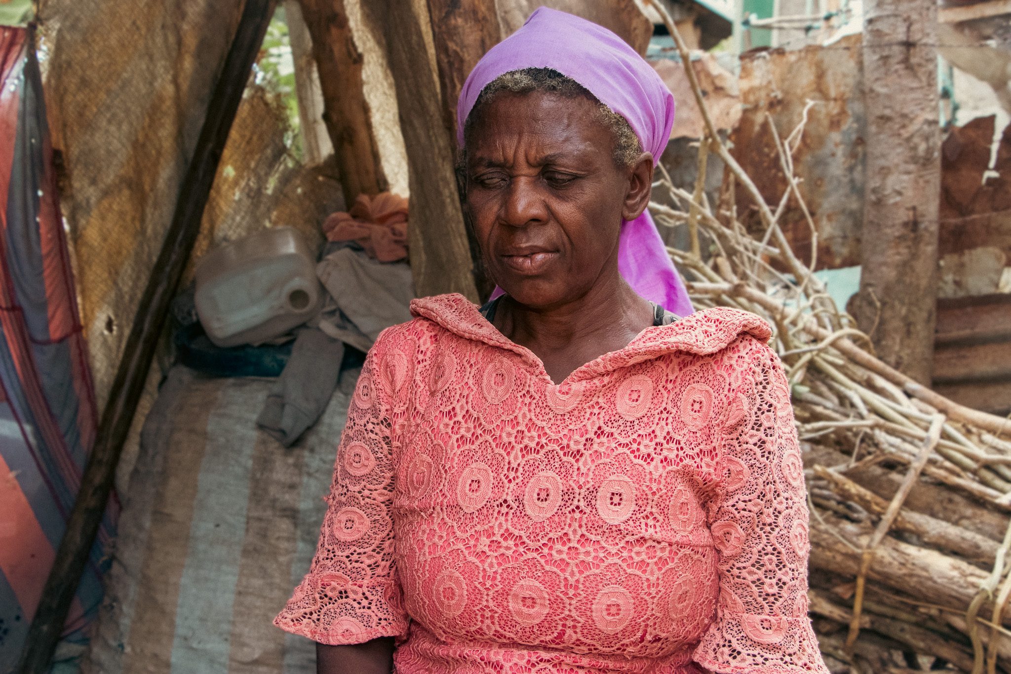 50-year-old Mireille in her home.