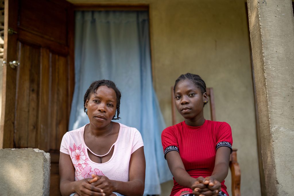 Sofiana, 13, with her cousin.