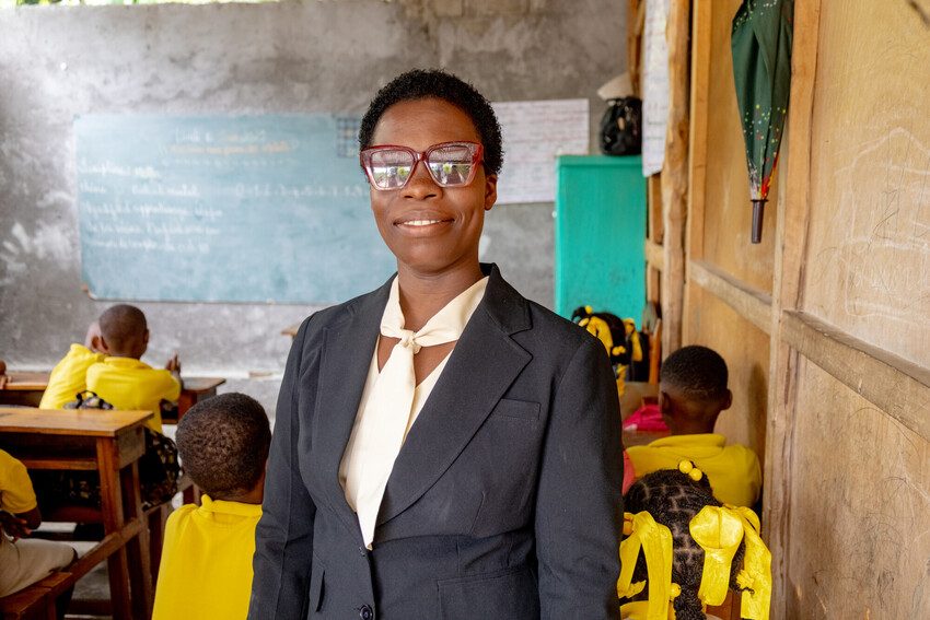 Rose in the primary school classroom where she teaches.