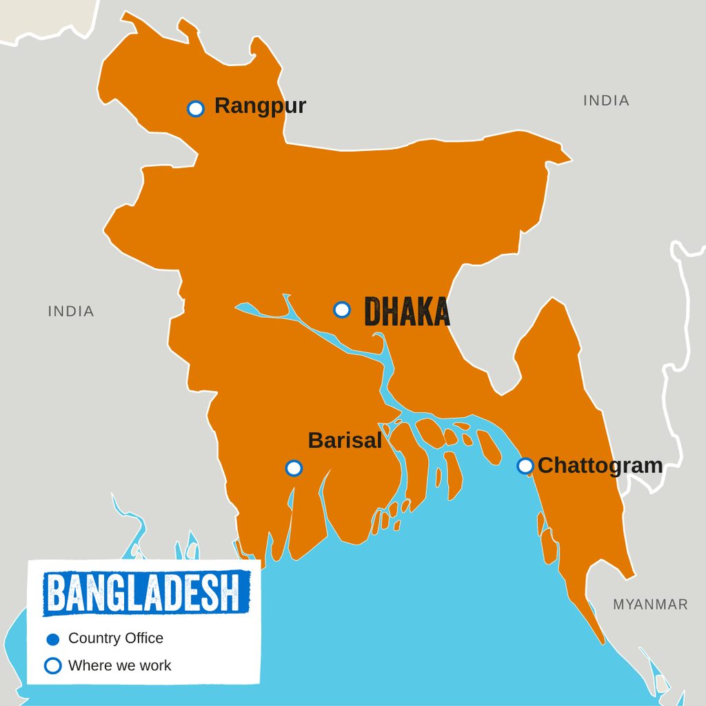 Bangladesh Map where we work Dhaka Barisal Chattogram