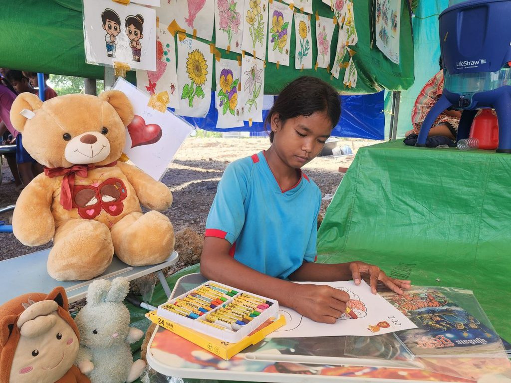 Nita is colouring a picture.