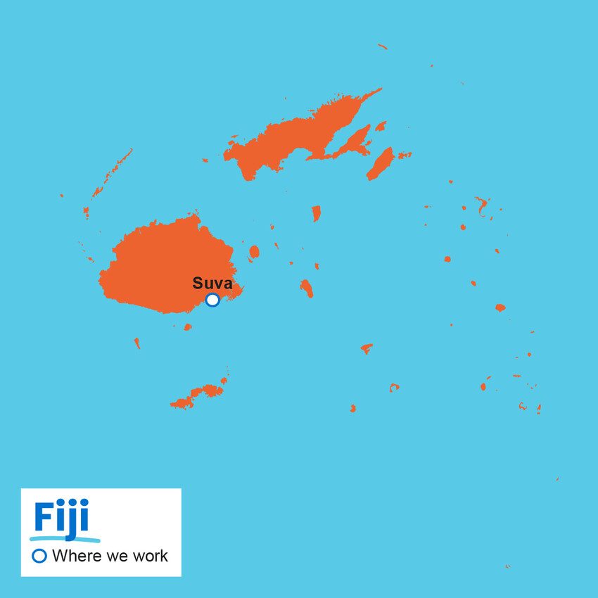 A map showing where Plan International works in Fiji