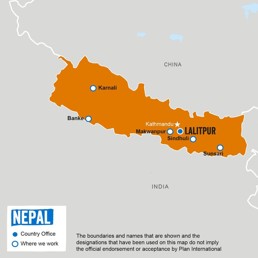 A map showing where Plan International works in Nepal