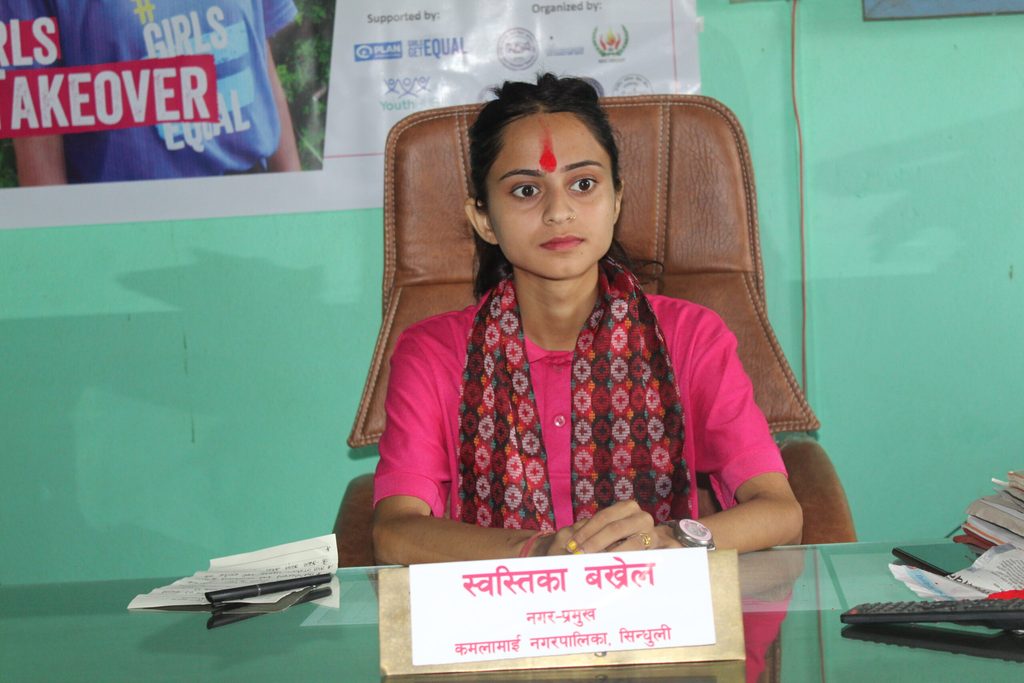 Swastika took over the role of mayor of Kamalamai Municipality for a day