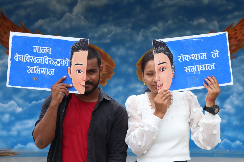 Youth ambassadors take part in an anti-trafficking session