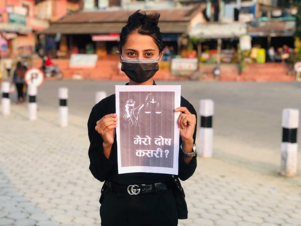 Swastika campaigning for an end to sexual violence