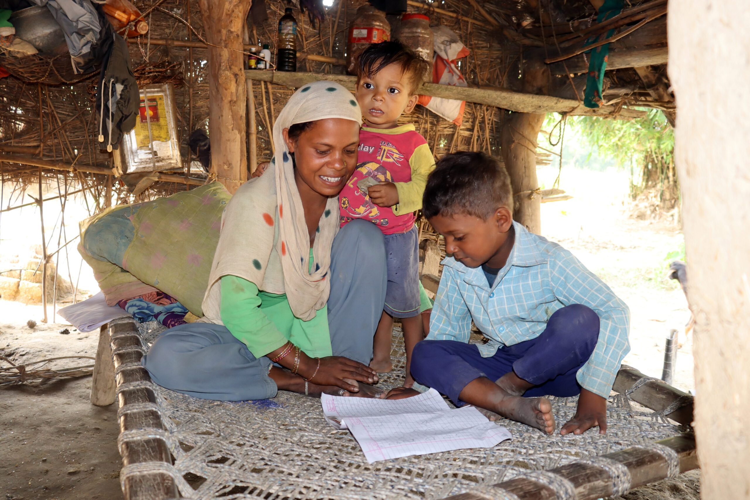 Sita teaching her sons at their home