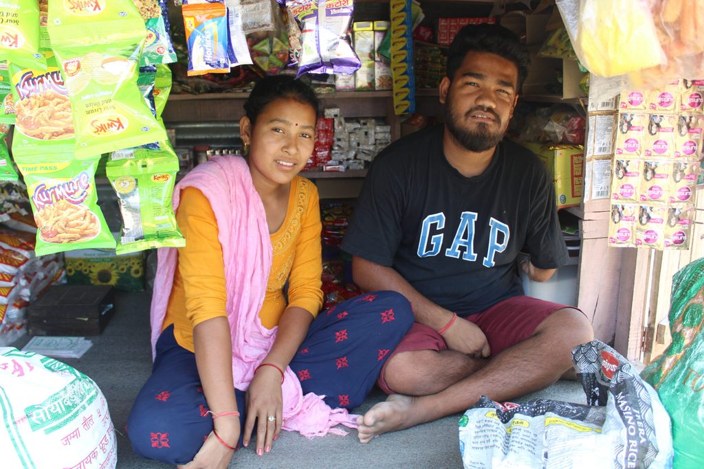 Rupa and her husband Saroj managing their shop