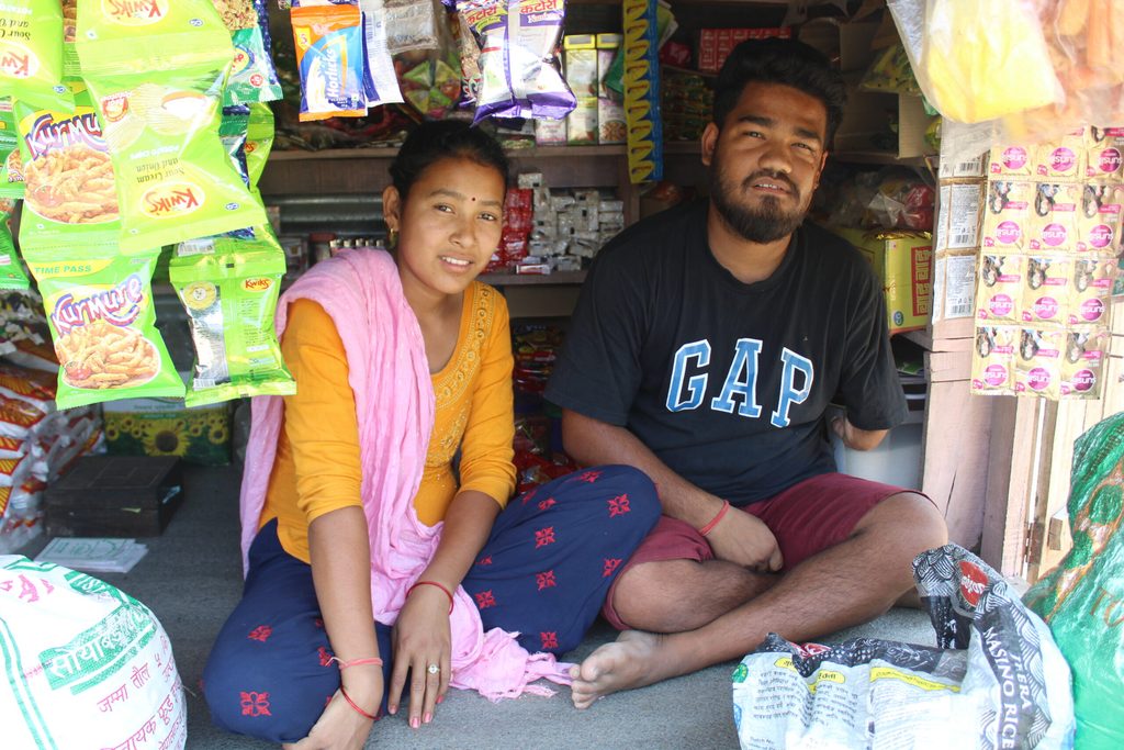 Rupa and her husband Saroj managing their shop