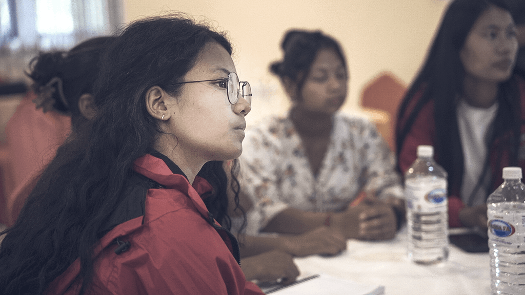 A girl attending #GirlsinICT event.